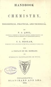 Front cover of Handbook of chemistry by Abel, Frederick Augustus Sir