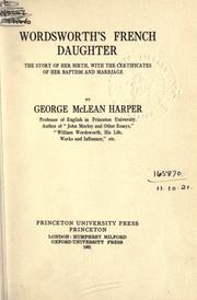 Front cover of Wordsworth's French daughter by Harper, George McLean