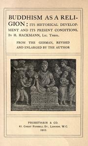 Front cover of Buddhism as a religion by Heinrich Friedrich Hackmann