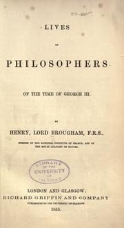 Cover of Lives of philosophers of the time of George III by Brougham and Vaux, Henry Brougham Baron