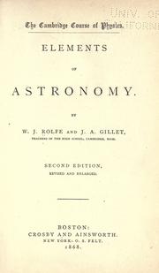 Front cover of Elements of astronomy by W. J. Rolfe