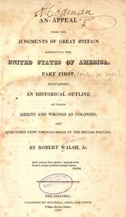 Front cover of An appeal from the judgments of Great Britain respecting the United States of America by Walsh, Robert