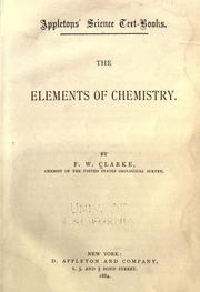 Cover of The elements of chemistry by Frank Wigglesworth Clarke