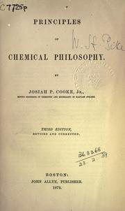 Front cover of Principles of chemical philosophy by Cooke, Josiah Parsons