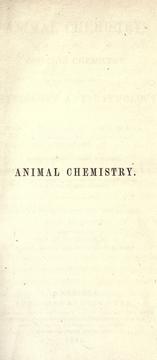 Cover of Animal chemistry by Justus von Liebig