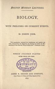 Front cover of Biology, with preludes on current events by Joseph Cook