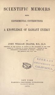 Cover of Scientific memoirs by John William Draper
