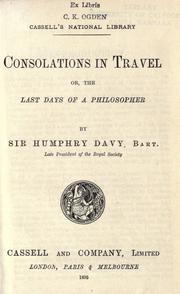 Front cover of Consolations in travel by Sir Humphry Davy