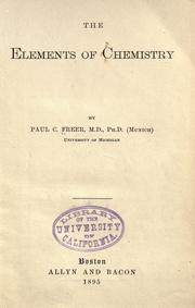 Front cover of The elements of chemistry by Paul Caspar Freer
