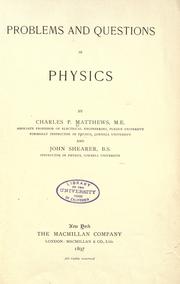 Cover of Problems and questions in physics by Matthews, Charles Philo