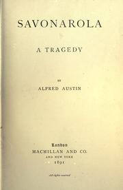 Cover of Savonarola by Austin, Alfred