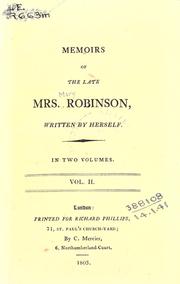 Front cover of Memoirs of the late Mrs. Robinson by Mary Robinson