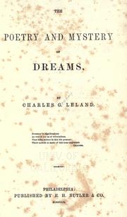 Cover of The Poetry and Mystery of Dreams by Charles Godfrey Leland
