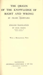 Cover of Vom Ursprung sittlicher Erkenntnis by Franz Brentano