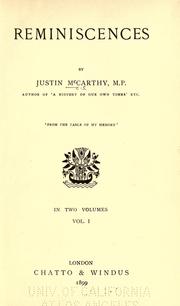 Cover of Reminiscences by Justin McCarthy
