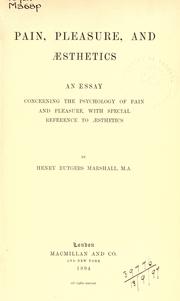 Front cover of Pain, pleasure, and aesthetics by Henry Rutgers Marshall