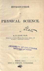 Front cover of Introduction to physical science by Alfred P. Gage