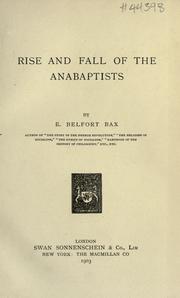 Cover of Rise and fall of the Anabaptists by Ernest Belfort Bax