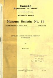 Front cover of Literary aspects of North American mythology by Paul Radin