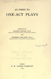 Cover of An index to one-act plays by Hannah Logasa