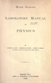 Front cover of High school laboratory manual of physics by Dudley Grant Hays