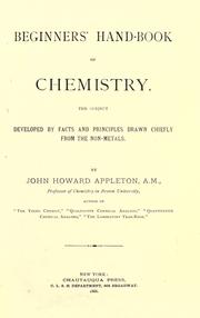 Front cover of Beginners' hand-book of chemistry by Appleton, John Howard