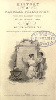 Cover of History of natural philosophy from the earliest periods to the present time by Baden Powell