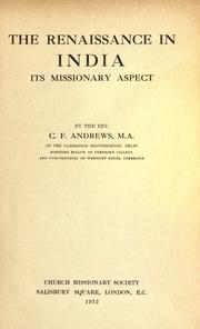 Cover of The renaissance in India by Andrews, C. F.