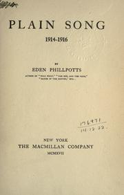 Front cover of Plain song, 1914-1916 by Eden Phillpotts