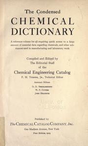 Front cover of The Condensed chemical dictionary by W. P. Cutter