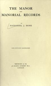 Front cover of The manor and manorial records by Nathaniel J. Hone