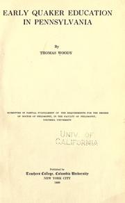 Front cover of Early Quaker education in Pennsylvania by Woody, Thomas