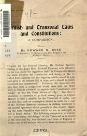 Front cover of British and Transvaal laws and constitutions by Edward B. Rose