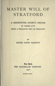 Front cover of Master Will of Stratford by Louise Ayres Garnett