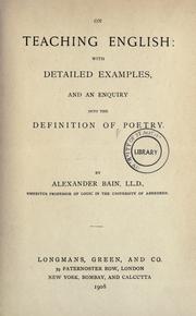 Cover of On teaching English by Alexander Bain
