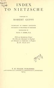 Cover of Index to Nietzsche by Robert Guppy