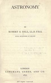 Cover of Astronomy by Sir Robert Stawell Ball