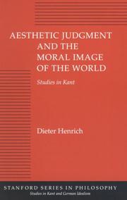 Front cover of Aesthetic Judgment and the Moral Image of the World by Dieter Henrich