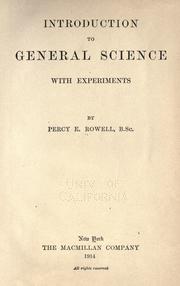 Front cover of Introduction to general science by Percy Elliott Rowell