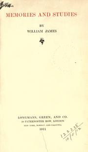 Cover of Memories and studies by William James