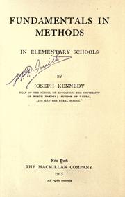 Front cover of Fundamentals in methods in elementary schools by Kennedy, Joseph