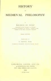 Cover of Histoire de la philosophie médiévale by M. de Wulf