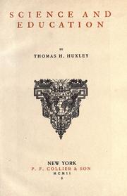 Front cover of Science and education by Thomas Henry Huxley