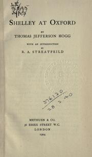 Front cover of Shelley at Oxford by Thomas Jefferson Hogg