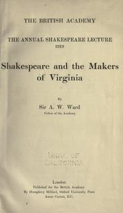 Front cover of Shakespeare and the makers of Virginia by Adolphus William Ward