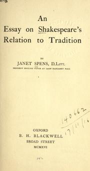 Front cover of An essay on Shakespeare's relation to tradition by Janet Spens