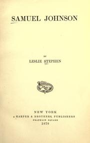 Cover of Samuel Johnson by Sir Leslie Stephen
