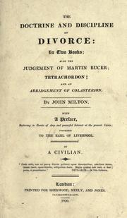 Front cover of The doctrine & discipline of divorce by John Milton