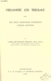 Front cover of Philosophy and theology by James Hutchison Stirling