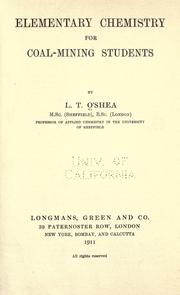 Front cover of Elementary chemistry for coal-mining students by Lucius Trant O'Shea